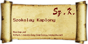 Szokolay Kaplony névjegykártya